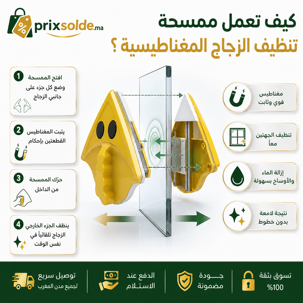 طريقة عمل ممسحة تنظيف الزجاج المغناطيسية