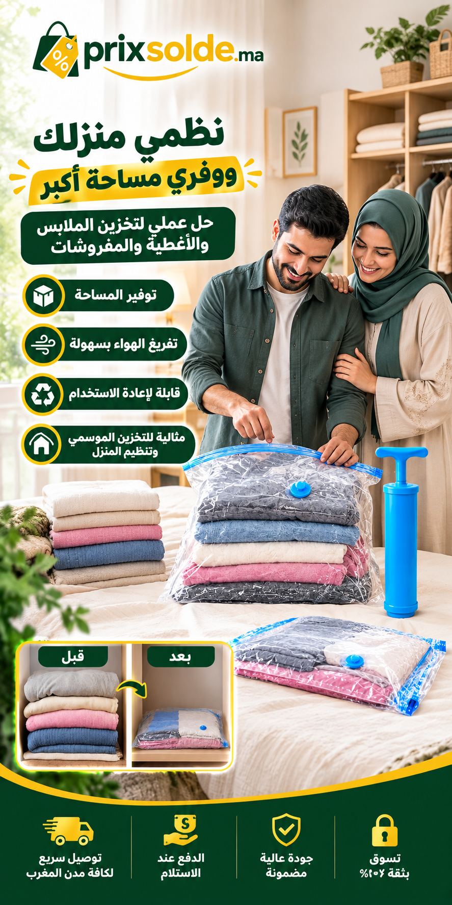 تنظيم المنزل بأكياس التخزين المفرغة من الهواء